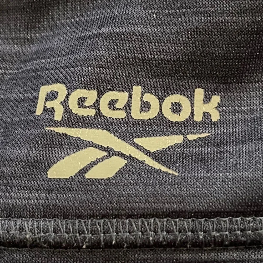 Reebok Sleeve Patch Pullover Athletic Hoodie Navy Heather M